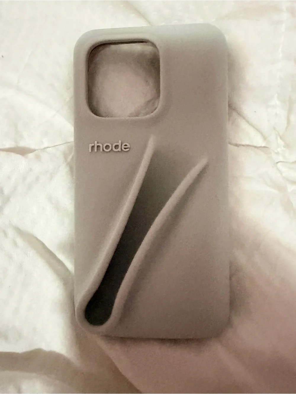 rhode Gray Silicone Phone Case with Hand Slot - iPhone 14 Pro